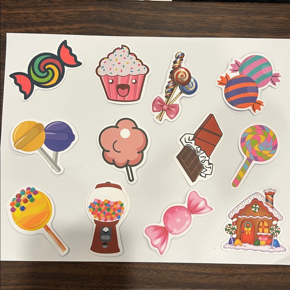 Cute Candy Stickers for Laptops or Water Bottles (Waterproof) - Set of 12
